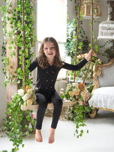 Load image into Gallery viewer, Kid's Black Double-Breasted Pajama Set