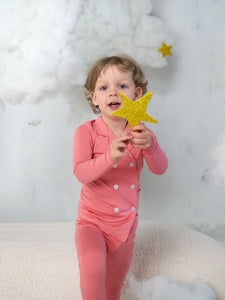 Kid's Blush Beauty Pink Double-Breasted Pajama Set